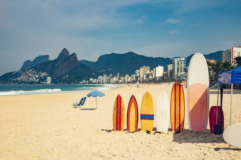 Sunny day on Arpoadar Beach, the end of Ipanema where there is surfing